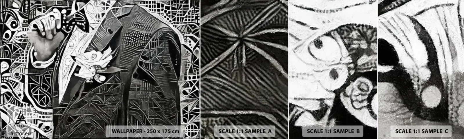 Fototapeten Muster Selbstklebend Deluxe Sticker - Nur ein scheinbar grauer Mann - Mann, Kubismus, Mode - 100x30 cm