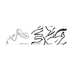 Fototapeten Muster Selbstklebend Deluxe Sticker - Baumwolldaunen - Baumwolle, Minimalismus, Kontur - 100x30 cm