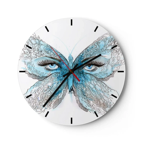 Wanduhr - Glasuhr - Eros Blaumeise - 40x40 cm