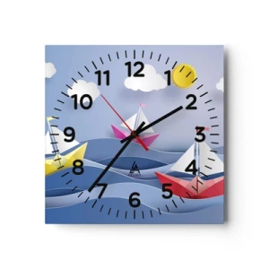 Wanduhr - Glasuhr - Ach, wie schön ist es, in den Wellen zu schwingen - 40x40 cm