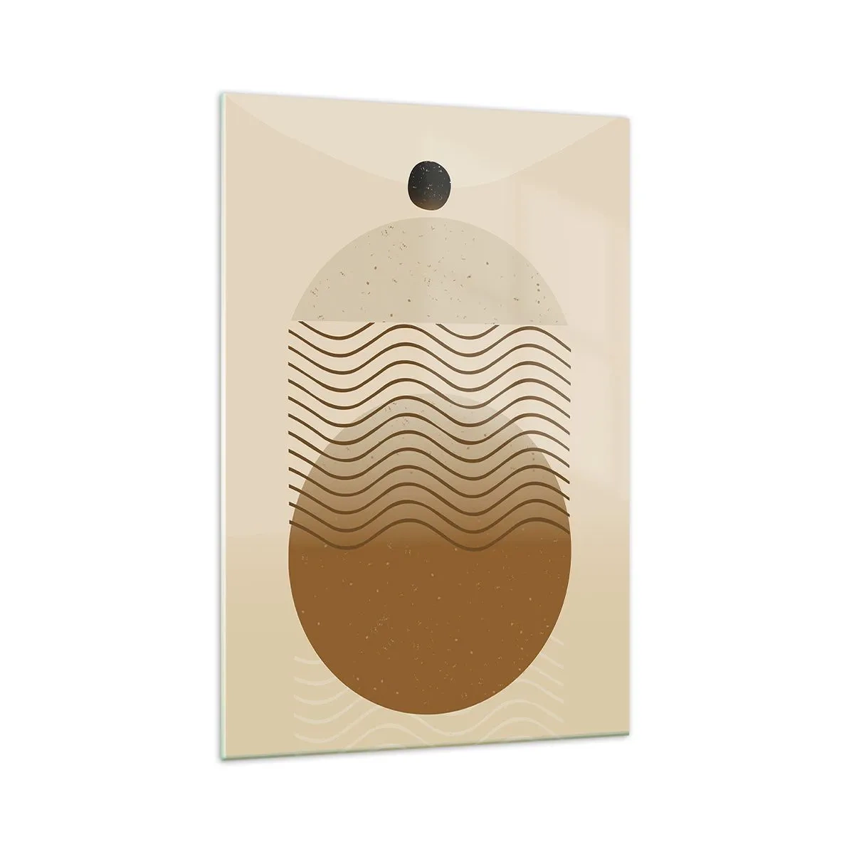 Glasbild - Bild auf glas - Geometrische Abstraktion mit Kreisen und Wellenlinien in warmen Farben. - 70x100cm - Zur Entstehung geometrischer Figuren - Moderne Wanddekoration für Wohnzimmer und Schlafzimmer ARTTOR