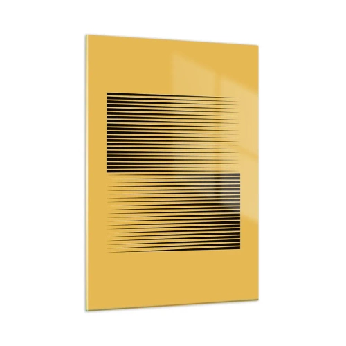 Glasbild - Bild auf glas - Schwarze vertikale Linien erzeugen eine geometrische Illusion - 50x70cm - Quadratur der Gegensätze - Moderne Wanddekoration für Wohnzimmer und Schlafzimmer ARTTOR