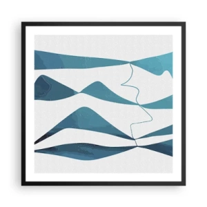 Poster in einem schwarzem Rahmen - Abstraktion: türkisfarbene Verbindung - 60x60 cm