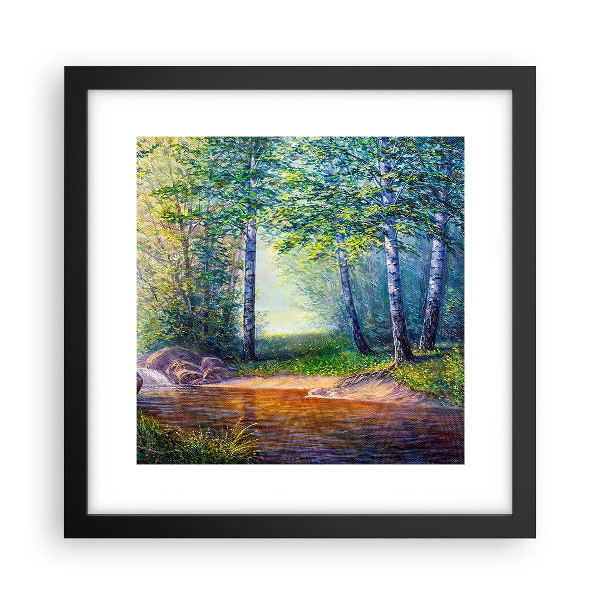 Poster in einem schwarzem Rahmen - Idyllische Landschaft - 30x30 cm