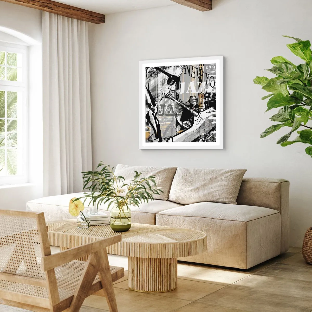 Poster in einem weißen Rahmen - Im Rhythmus von New York - 50x50 cm