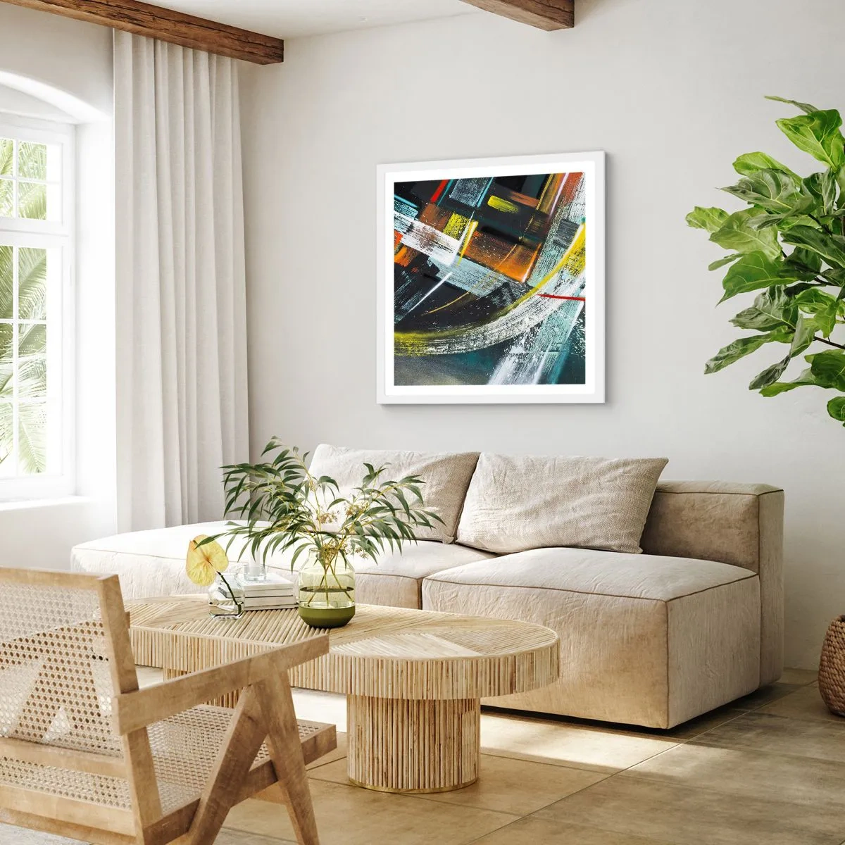 Poster in einem weißen Rahmen - Energie der Bewegung - 30x30 cm