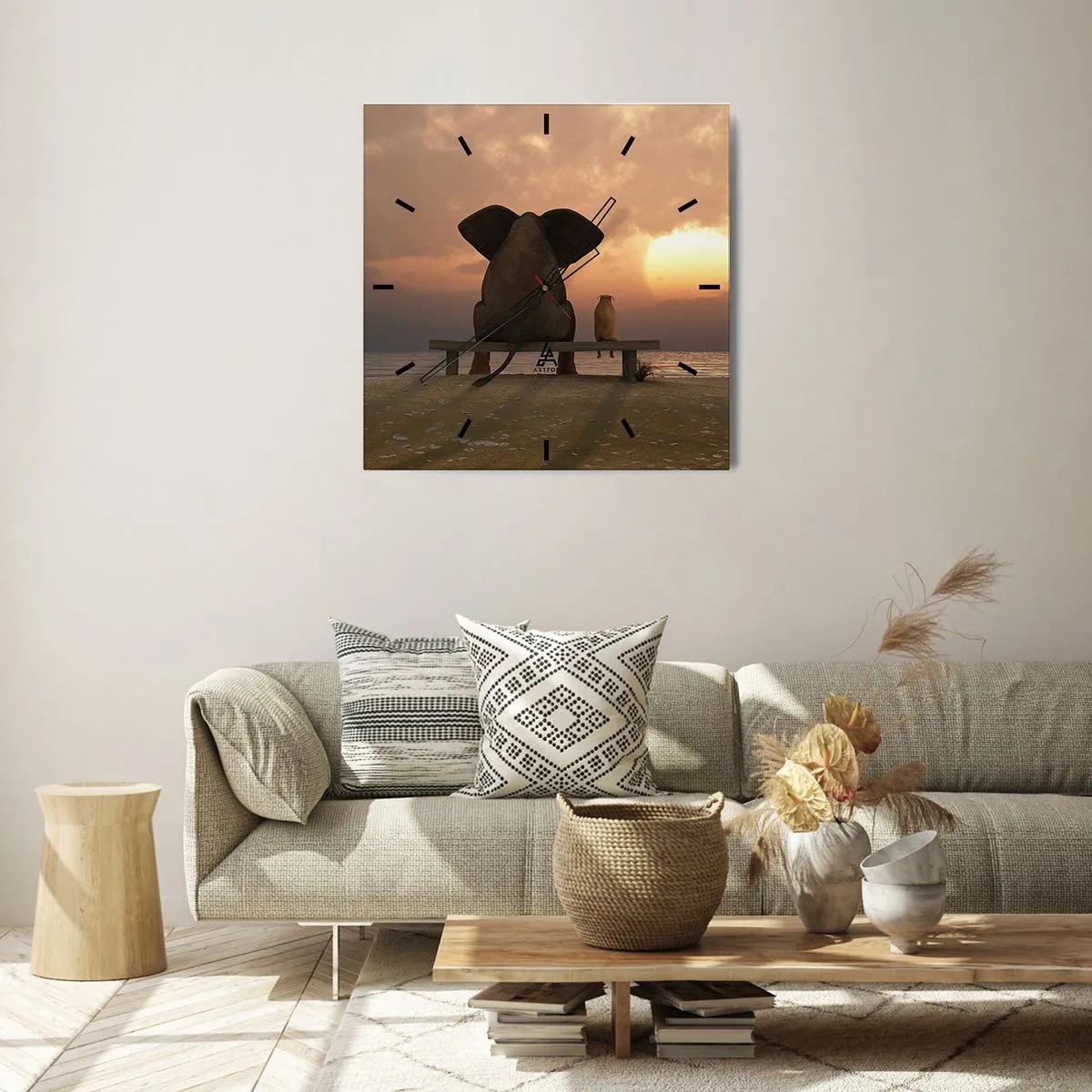 Wanduhr - Glasuhr - Es tut gut zusammen zu schweigen - 40x40 cm