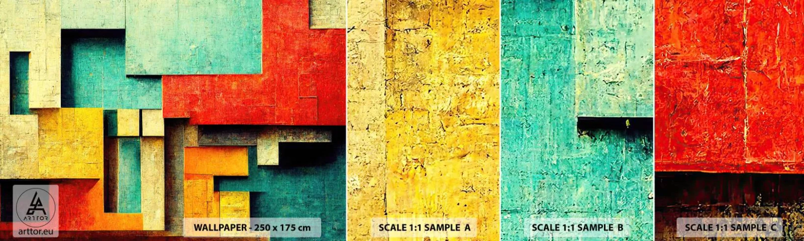 Fototapeten Muster Selbstklebend Deluxe Sticker - Festival der rechten Winkel - 3D, Stück, Geometrisch - 100x30 cm