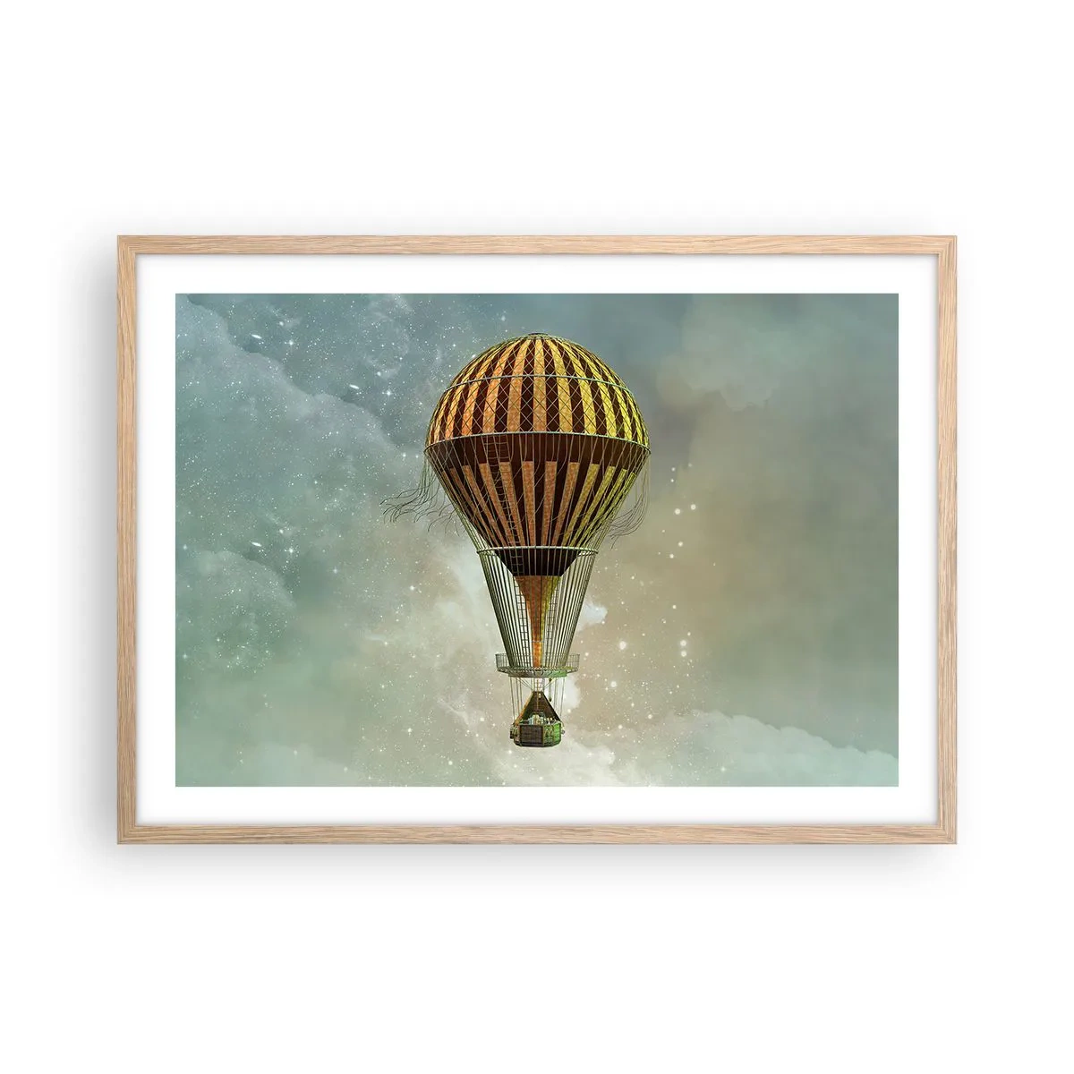 Poster in einem Rahmen aus heller Eiche - Pionierflüge - 70x50 cm