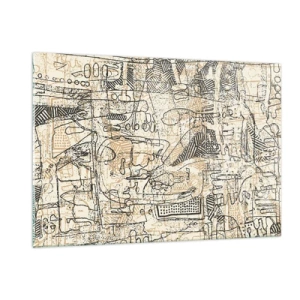 Glasbild - Bild auf glas - Eine komplexe abstrakte Struktur mit geometrischen und skizzenhaften Mustern. - 120x80cm - Es wartet darauf, entschlüsselt zu werden - Moderne Wanddekoration für Wohnzimmer und Schlafzimmer ARTTOR