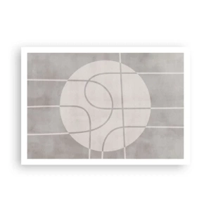 Poster - Geometrisches Muster in Grau- und Weißtönen - 100x70cm - Kreisförmig und geradeaus - Moderne Wanddekoration für Wohnzimmer und Schlafzimmer ARTTOR