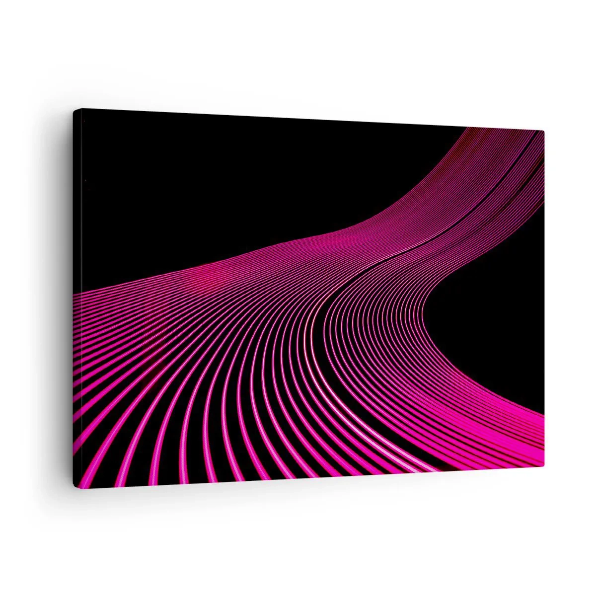 Bild auf Leinwand - Leinwandbild - Futuristische Linien in Rosatönen auf schwarzem Hintergrund - 70x50cm - Allee des Lichts - Moderne Wanddekoration für Wohnzimmer und Schlafzimmer ARTTOR