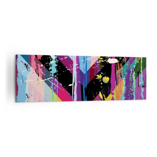 Bild auf Leinwand - Leinwandbild - Abstraktes Muster mit bunten geometrischen Formen - 160x50cm - Von oben nach unten - Moderne Wanddekoration für Wohnzimmer und Schlafzimmer ARTTOR