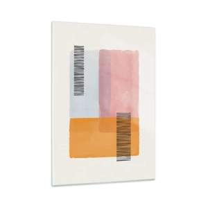 Glasbild - Bild auf glas - Abstrakte Rechtecke mit Linien im minimalistischen Stil - 50x70cm - Von Ecke zu Ecke - Moderne Wanddekoration für Wohnzimmer und Schlafzimmer ARTTOR