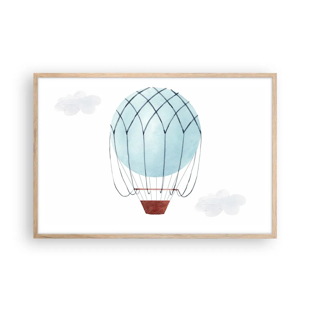 Poster in einem Rahmen aus heller Eiche - Ganz in den Wolken - 91x61 cm