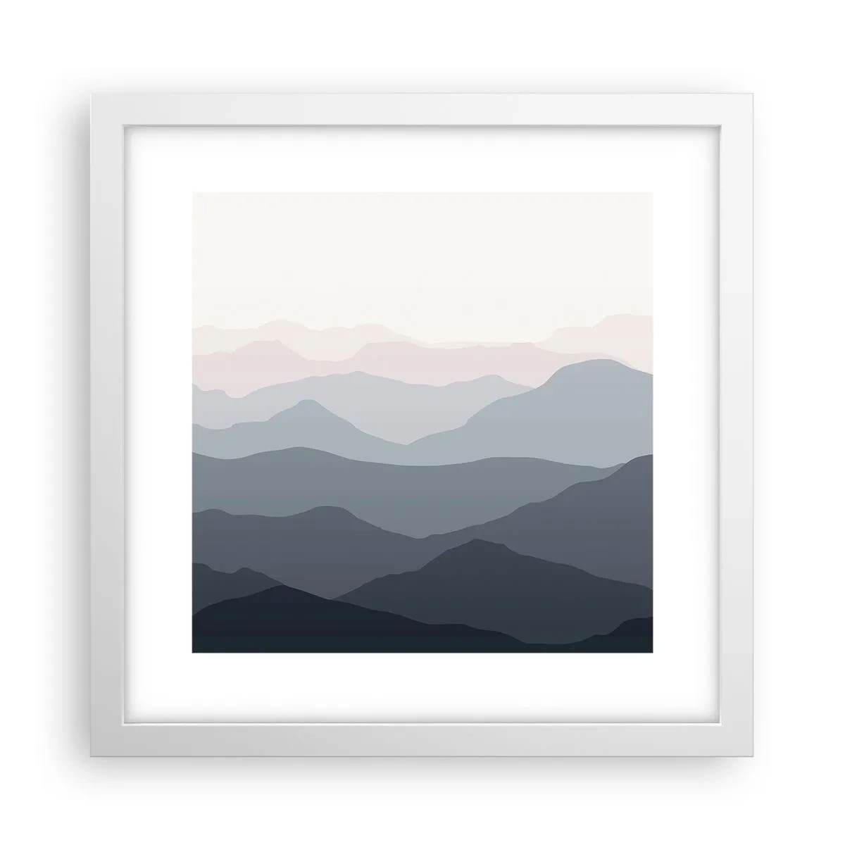 Poster in einem weißen Rahmen - Wellen der Berge - 30x30 cm