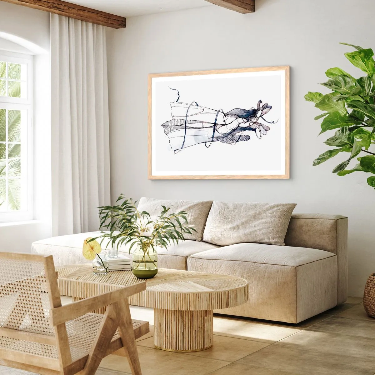 Poster in einem Rahmen aus heller Eiche - Touch-Studie - 100x70 cm