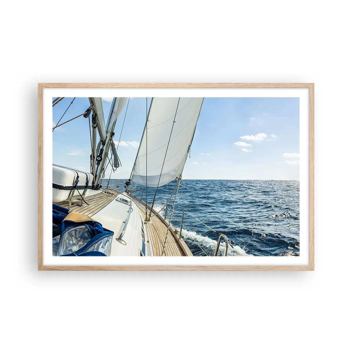 Poster in einem Rahmen aus heller Eiche - Ahoi, Abenteuer - 91x61 cm