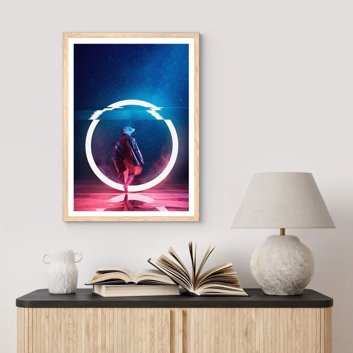 Poster in einem Rahmen aus heller Eiche - Zwischen den Welten - 61x91 cm