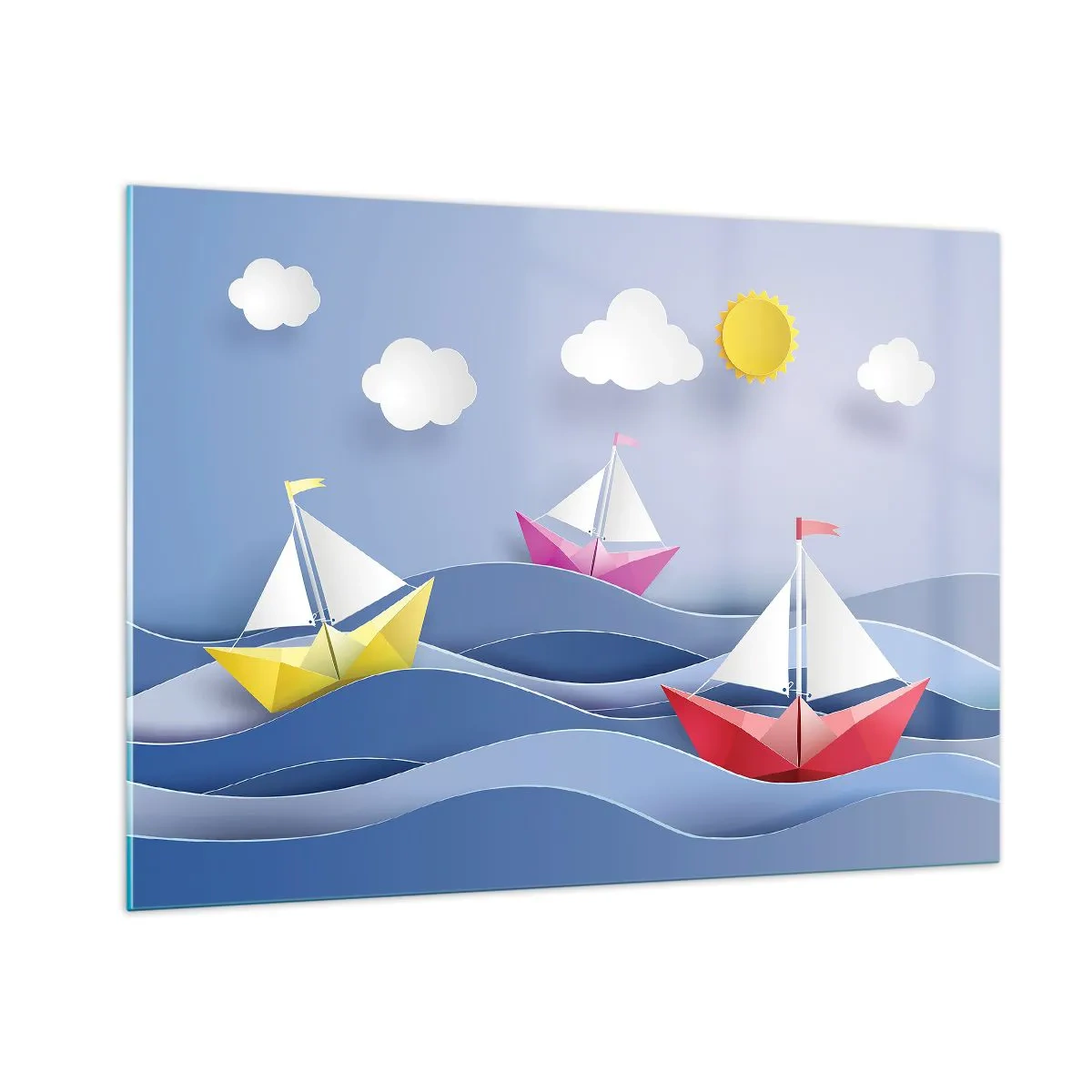 Glasbild - Bild auf glas - Oh, wie schön ist es, in den Wellen zu schaukeln - 100x70cm - Ach, wie schön ist es, in den Wellen zu schwingen - Moderne Wanddekoration für Wohnzimmer und Schlafzimmer ARTTOR