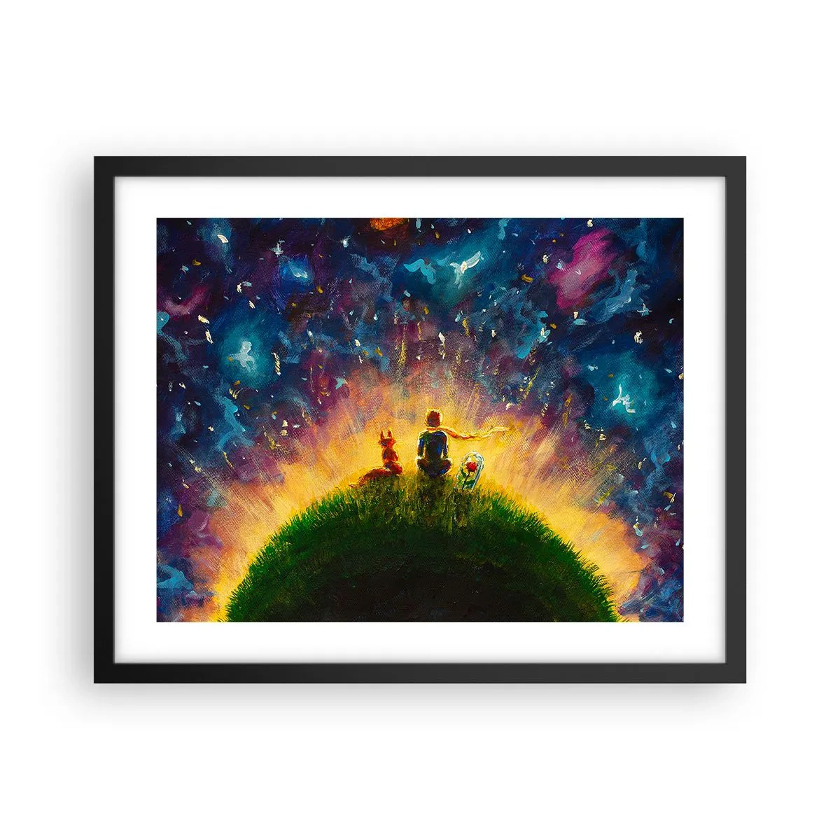 Poster in einem schwarzem Rahmen - Liebe und Freundschaft - die ganze Welt - 50x40 cm
