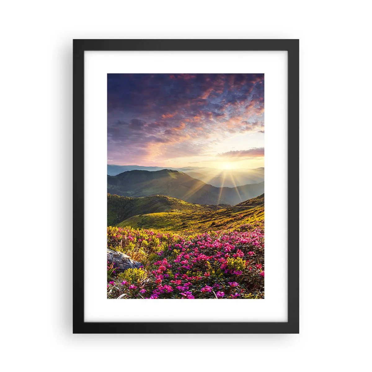 Poster in einem schwarzem Rahmen - Frische am Bergmorgen - 30x40 cm