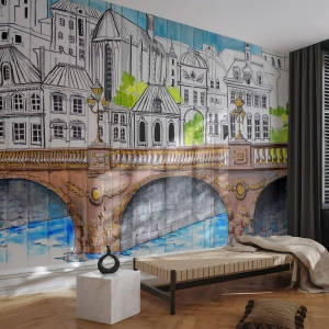 Selbstklebende Fototapete Deluxe Sticker - Die Stadt ist gemalt - Graffiti, Frankreich, Die Architektur - 500x350 cm
