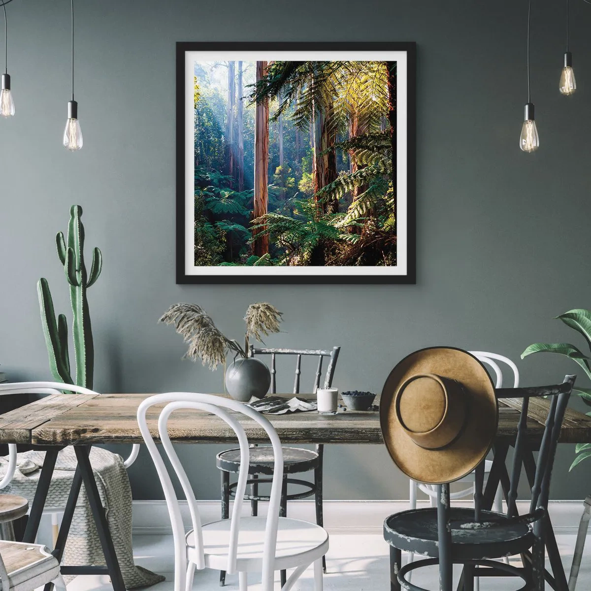 Poster in einem schwarzem Rahmen - Ein Waldmärchen - 50x50 cm