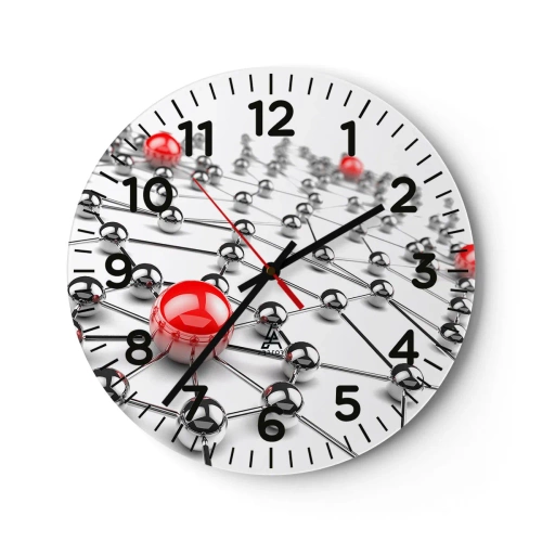 Wanduhr - Glasuhr - Silbriges Netz - 30x30 cm