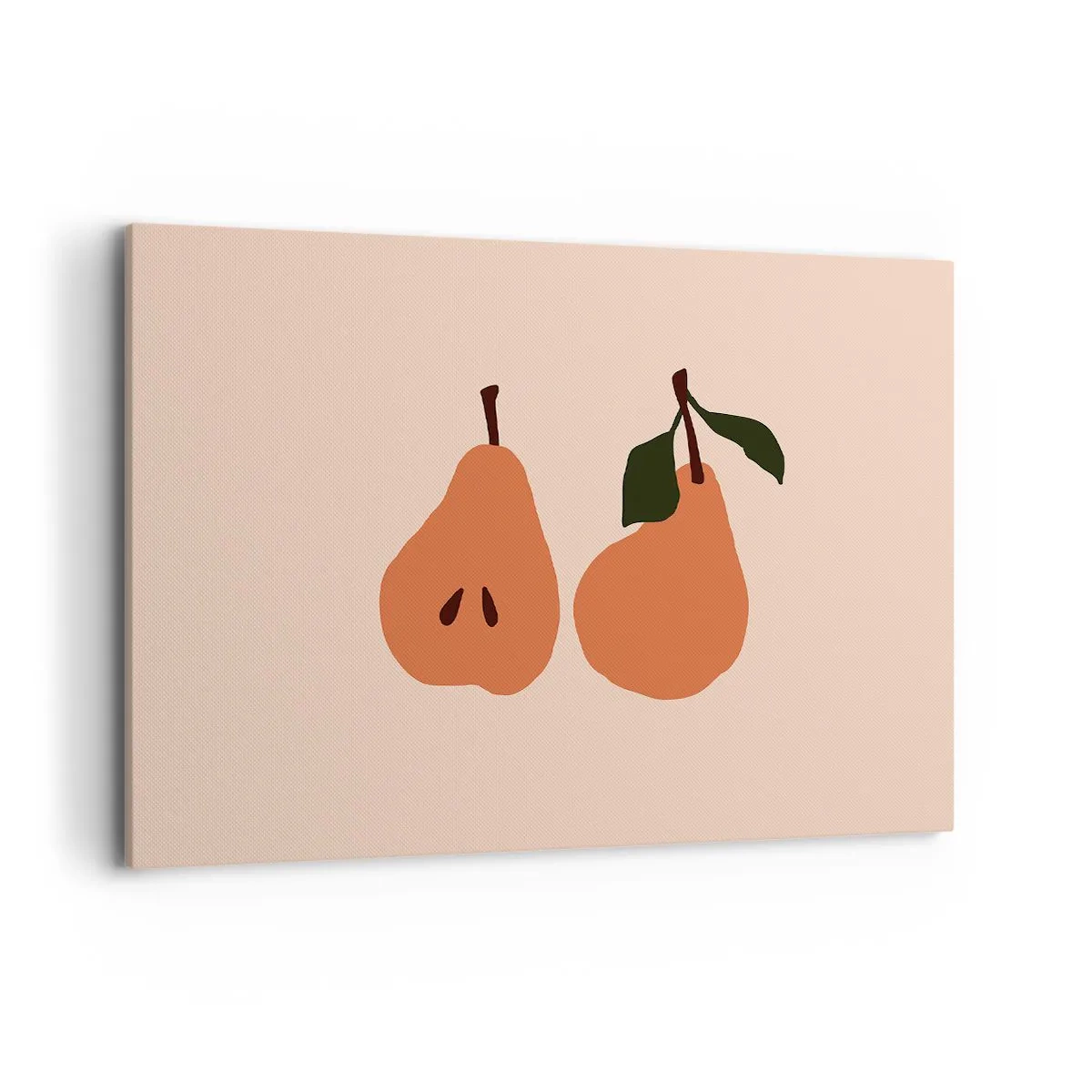 Bild auf Leinwand - Leinwandbild - Eine minimalistische Illustration von zwei Birnen auf beigem Hintergrund. - 120x80cm - Pure Süße - Moderne Wanddekoration für Wohnzimmer und Schlafzimmer ARTTOR