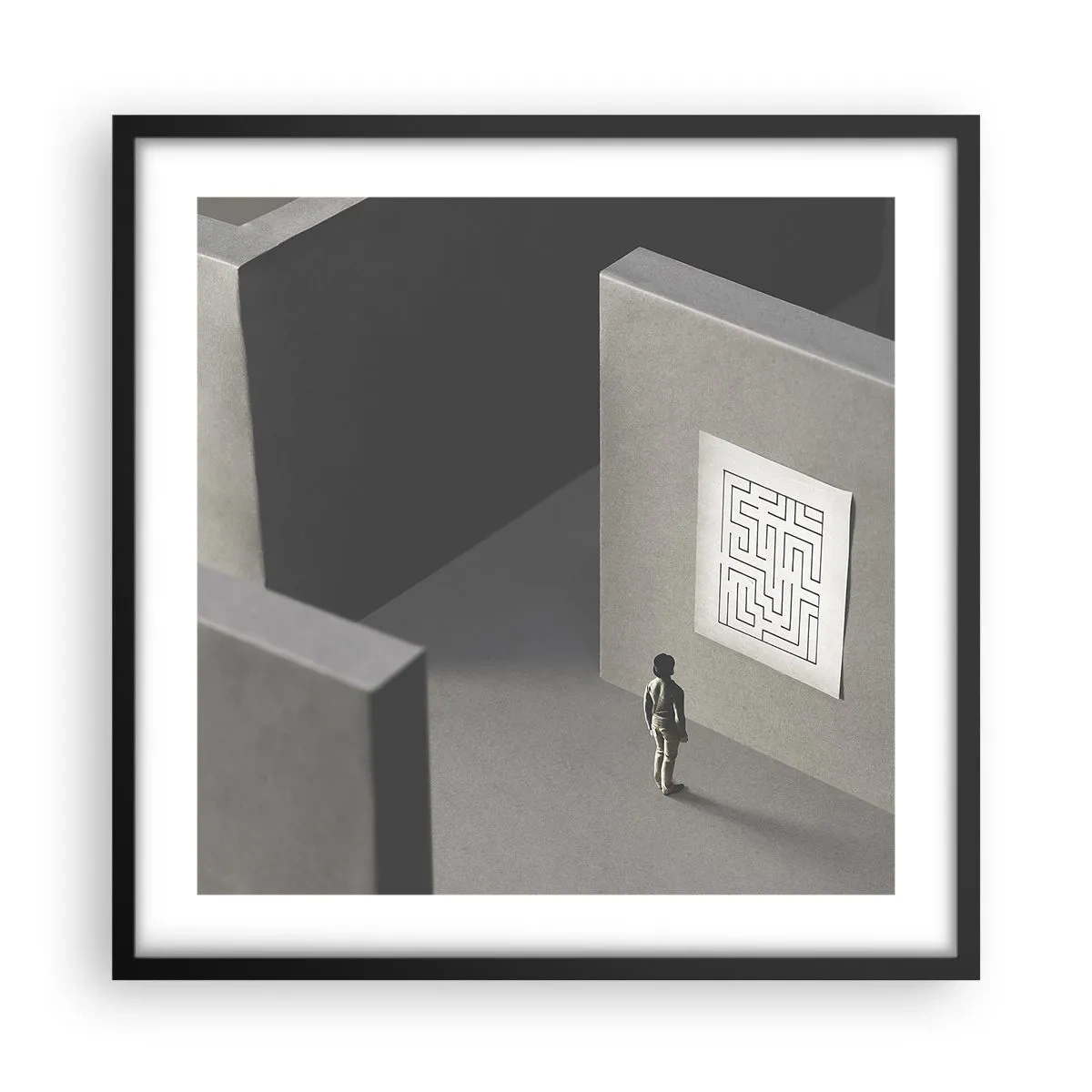 Poster in einem schwarzem Rahmen - Aber wo bin ich? - 50x50 cm