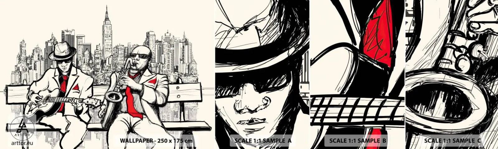 Fototapeten Muster Selbstklebend Deluxe Sticker - New Yorker Improvisation - Musik, Jazz, New York - 100x30 cm