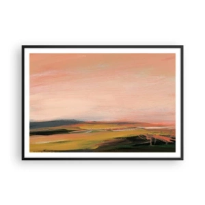 Poster in einem schwarzem Rahmen - Eine Landschaft in Rosa- und Goldtönen - 100x70cm - In Rosatönen - Moderne Wanddekoration für Wohnzimmer und Schlafzimmer ARTTOR