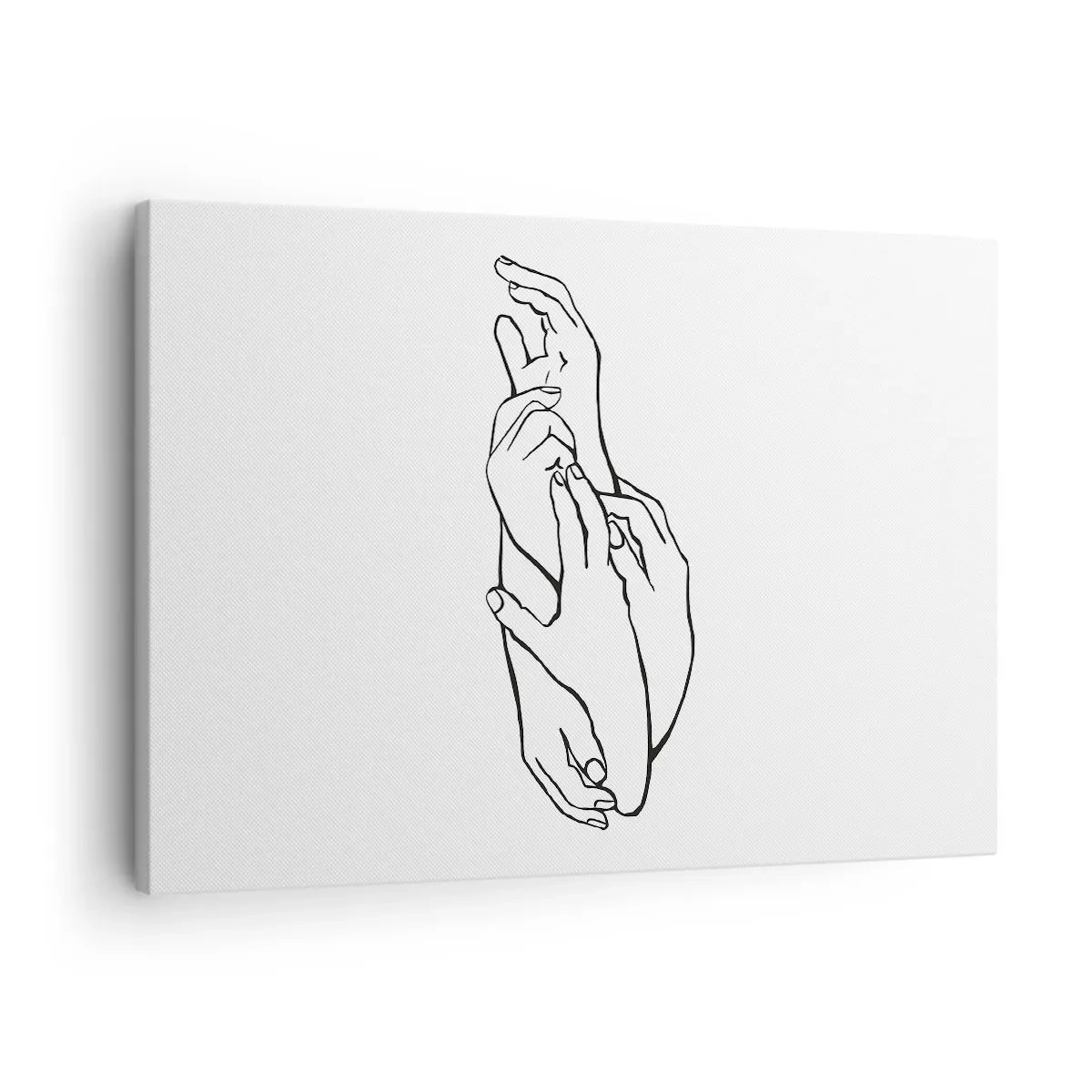 Bild auf Leinwand - Leinwandbild - Eine minimalistische Skizze von Händen, die in einer zarten Geste gefaltet sind. - 70x50cm - Gute Geste - Moderne Wanddekoration für Wohnzimmer und Schlafzimmer ARTTOR