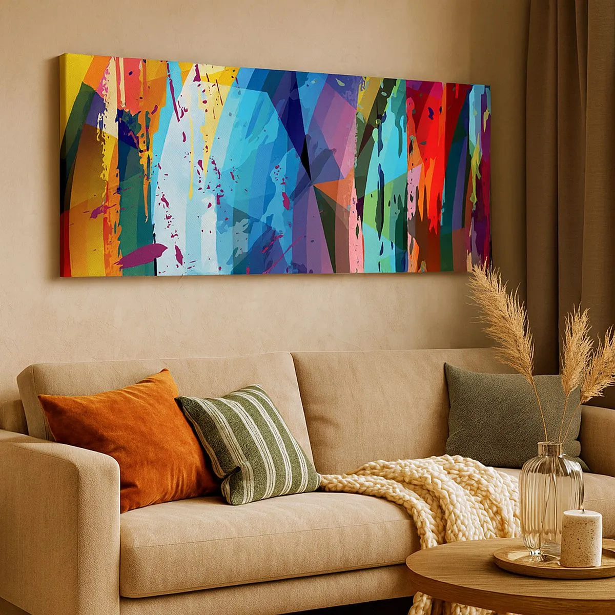 Bild auf Leinwand - Leinwandbild - Farbenfroher Schwindel - 100x40 cm