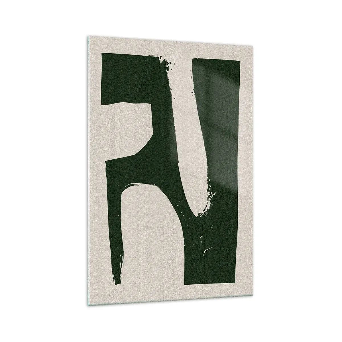 Glasbild - Bild auf glas - Minimalistische Abstraktion in Grün auf hellem Hintergrund - 70x100cm - Weiße Buchten - Moderne Wanddekoration für Wohnzimmer und Schlafzimmer ARTTOR