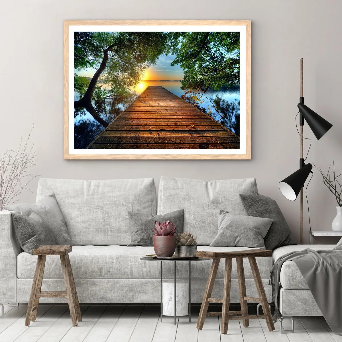 Poster in einem Rahmen aus heller Eiche - Nimm dir Zeit, setz dich hin - 70x50 cm