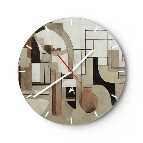 Wanduhr - Glasuhr - Eine abstrakte Anordnung von Formen, die an Architektur erinnern - 30x30cm - Stadtbild 2.0 - Moderne Wanddekoration für Wohnzimmer, Küche und Schlafzimmer ARTTOR