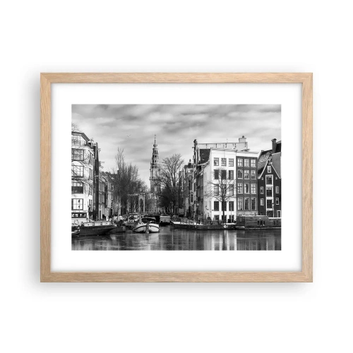 Poster in einem Rahmen aus heller Eiche - Amsterdamer Atmosphäre - 40x30 cm