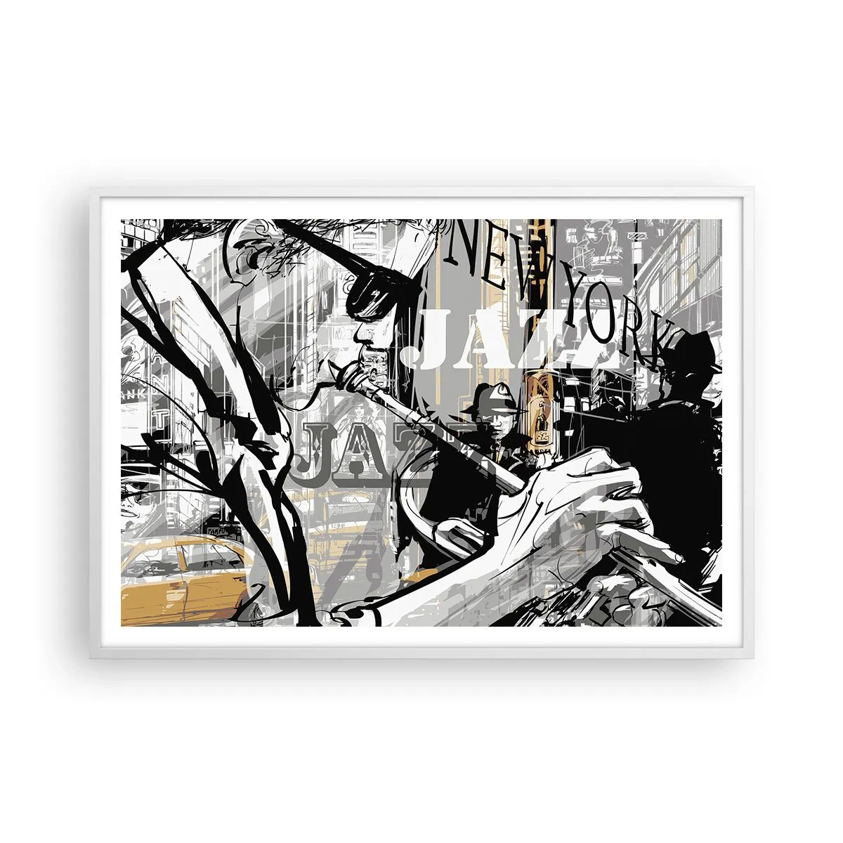 Poster in einem weißen Rahmen - Im Rhythmus von New York - 100x70 cm