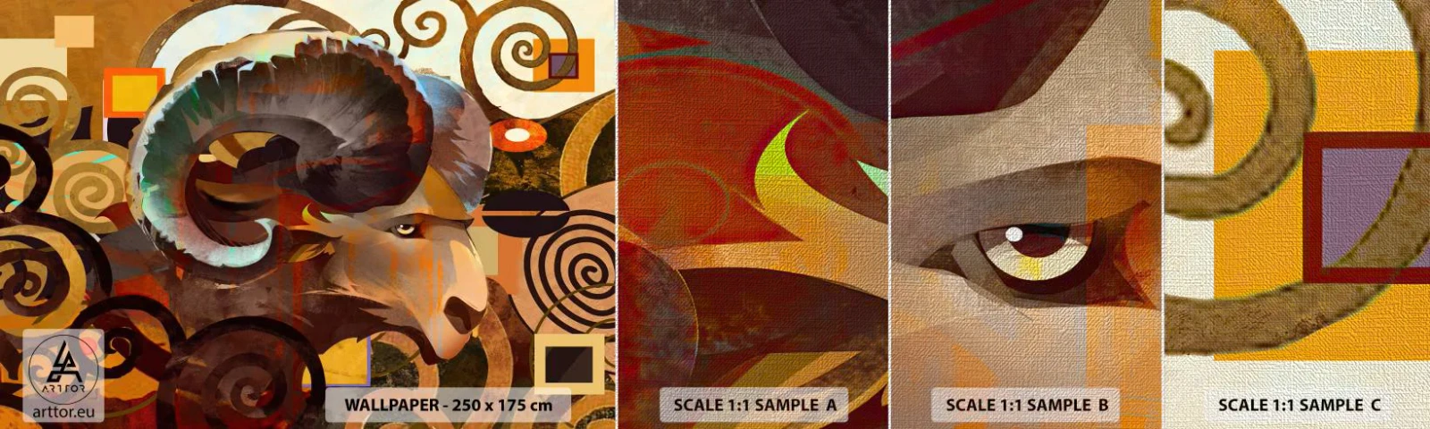 Fototapeten Muster Premium Canvas - Magie - Religionen - Rituale - Abstraktion, Widder, Grafik - 100x30 cm