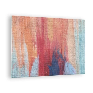 Glasbild - Bild auf glas - Bunte Farbschlieren auf der Leinwandstruktur - 70x50cm - Renne den Regenbogen hinunter - Moderne Wanddekoration für Wohnzimmer und Schlafzimmer ARTTOR