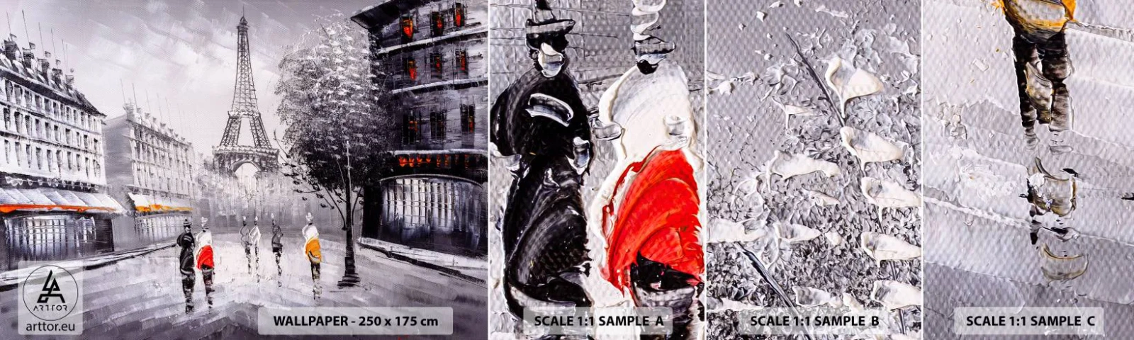 Fototapeten Muster Selbstklebend Deluxe Sticker - Pariser Spaziergang - Stadt, Paris, Eiffelturm - 100x30 cm