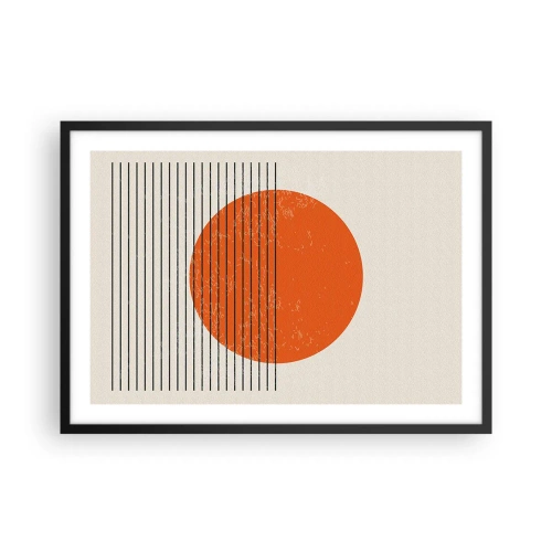Poster in einem schwarzem Rahmen - Minimalistische Sonne mit geometrischen Linien - 70x50cm - Immer die Sonne - Moderne Wanddekoration für Wohnzimmer und Schlafzimmer ARTTOR