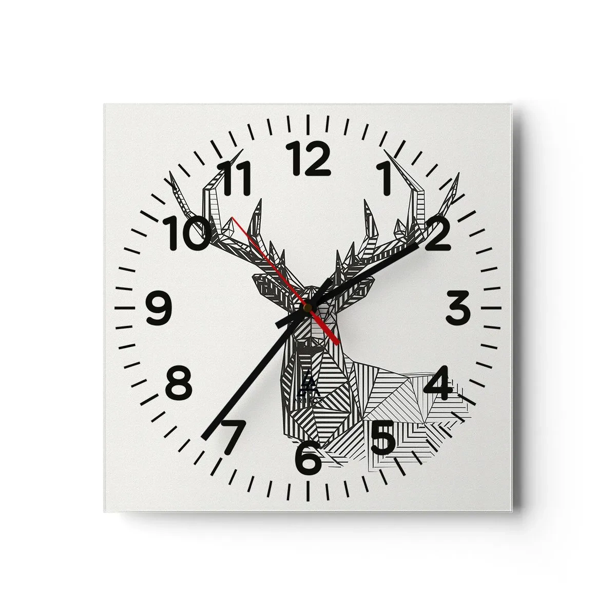 Wanduhr - Glasuhr - Ein Hirsch im kubistischen Stil - 40x40 cm
