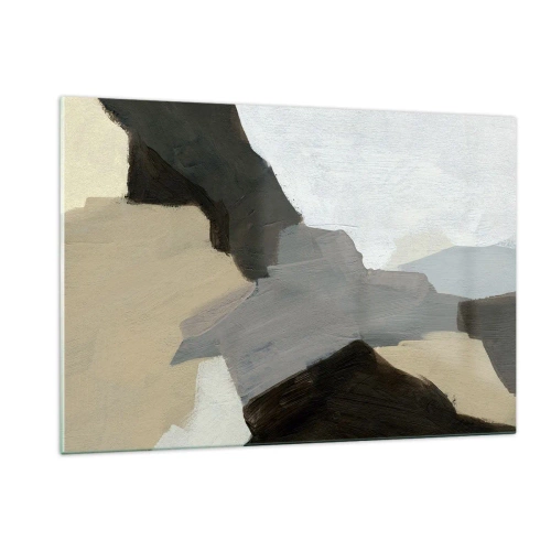 Glasbild - Bild auf glas - Eine moderne abstrakte Komposition in Grautönen - 120x80cm - Abstraktion: Scheideweg des Graus - Moderne Wanddekoration für Wohnzimmer und Schlafzimmer ARTTOR