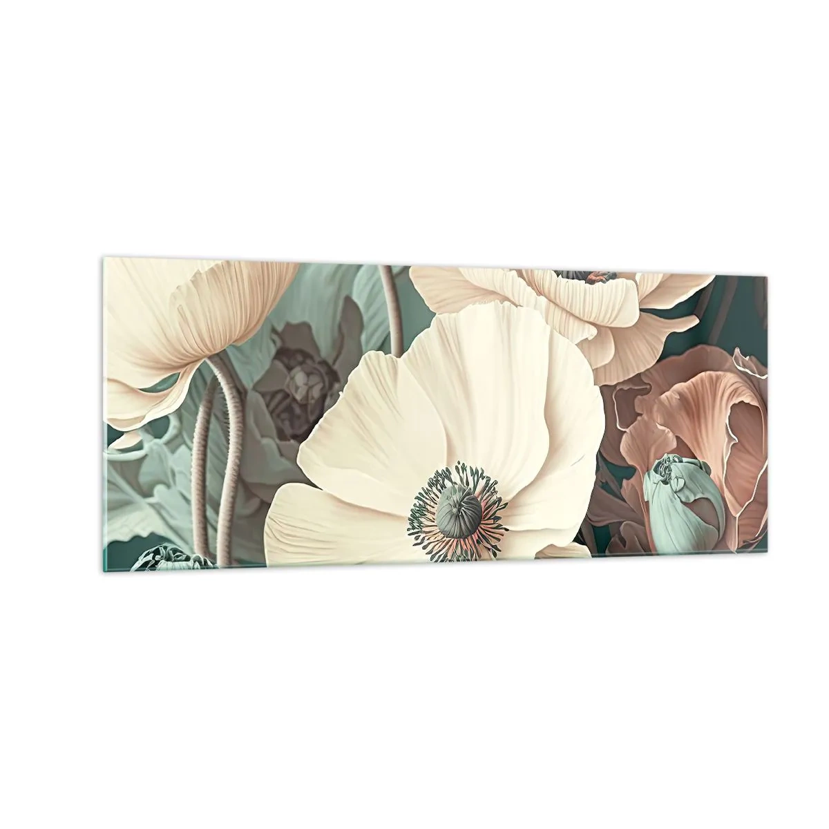 Glasbild - Bild auf glas - Flüstern von Mohnblumen - 100x40 cm