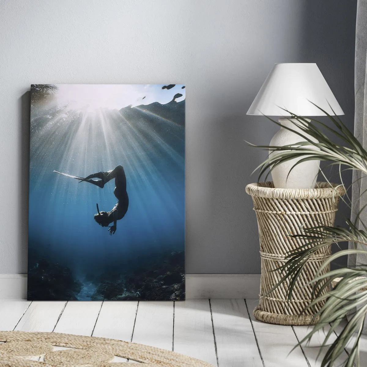 Bild auf Leinwand - Leinwandbild - Tanz unter Wasser - 45x80 cm