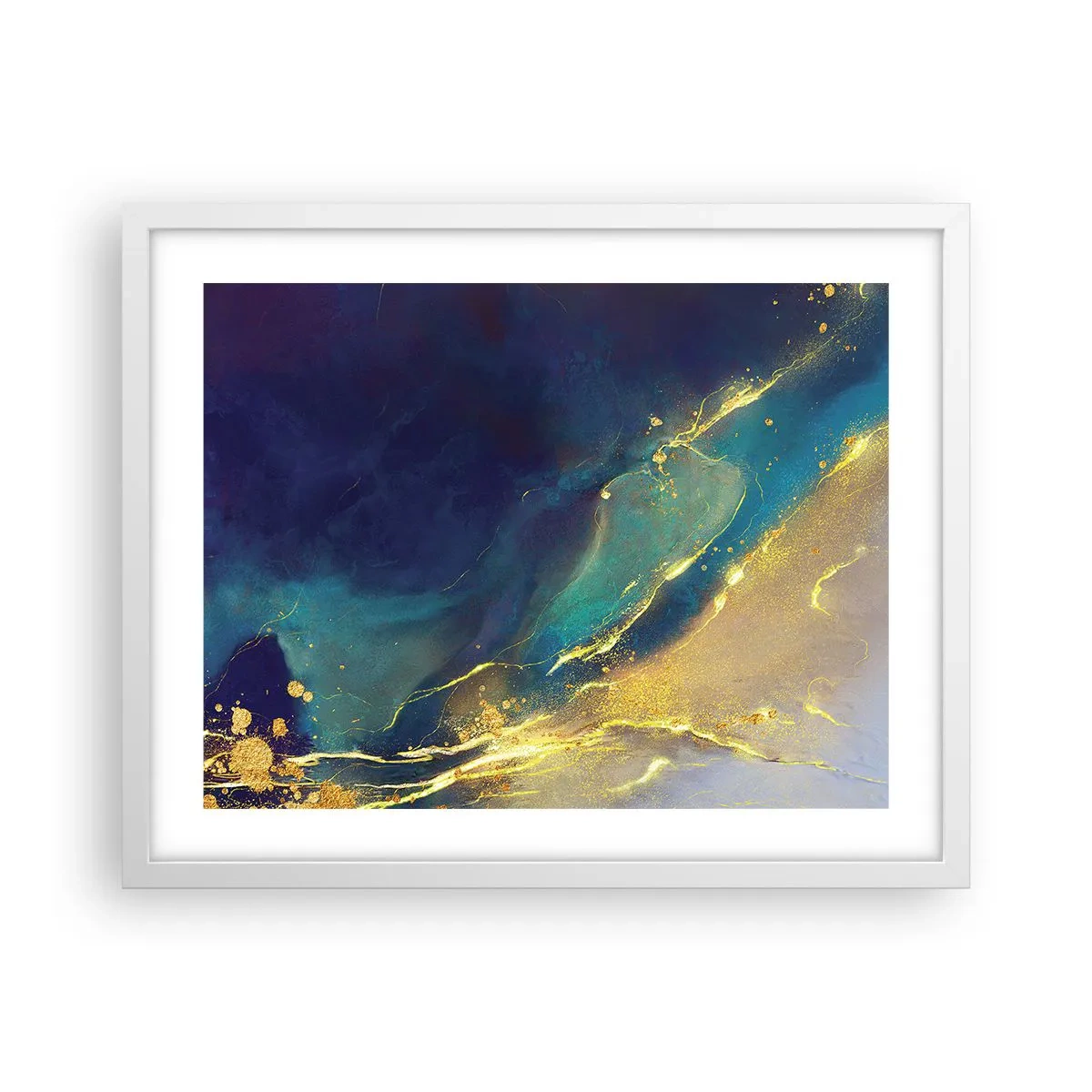 Poster in einem weißen Rahmen - Der goldene Teich - 50x40 cm