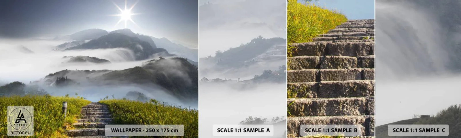 Fototapetenmuster Standard Eco - Immer noch den Wolken entgegen - Landschaft, Berge, Nationalpark - 100x30 cm